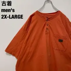 古着 ビッグスミス Tシャツ ハーフスナップ シンプル メンズ オレンジ 2X