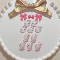 キティちゃん 薄ピンク ネイルパーツ 10個セット(パーツおまけ)