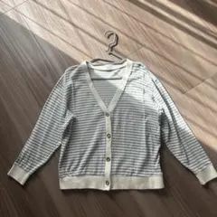 ストライプ Vネック カーディガン 長袖