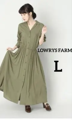 ローリーズファーム　シャツ　ワンピース　カーキ　L ロンクマ　ワンピ　87