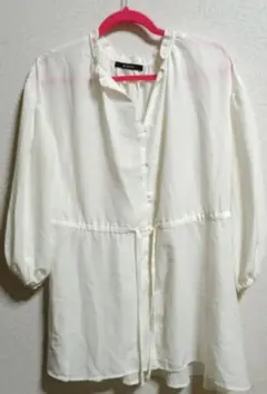 レディース W closet アイボリー フリル襟チュニック