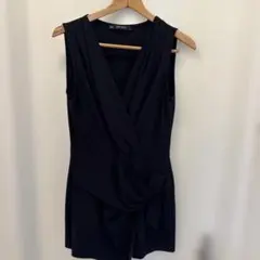 ZARA BASIC ネイビーラップデザインオールインワン
