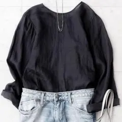 美品✨トゥモローランド MACPHEE ラミー 2way ブラウス ブラック