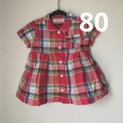 ミキハウス　シャツワンピース　80