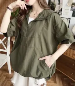 ナイロン半袖アノラックパーカー