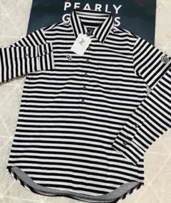 新品 パーリーゲイツ WJQ 長袖シャツ(4)サイズM/白紺 ボーダー柄