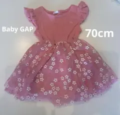 Baby GAP ピンク 花柄 フリル袖ワンピース 女の子 6-12m 70cm