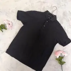 【ユニクロ】メンズ　ポロシャツ　ブラック　スリット　半袖　襟あり　夏　L