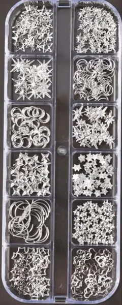 ネイルパーツセット　シルバー　12種類