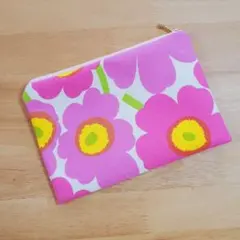 ハンドメイド フラットポーチ☆ピンク