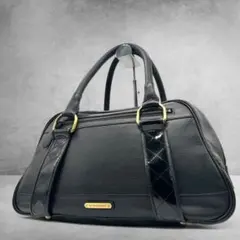 BURBERRY ボストンバッグ ノバチェック シボ革 キルティング 2682