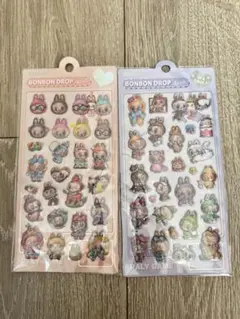 ラブブ ボンボンドロップシール ぷっくりシール 3Dシール 2枚セット　a+b