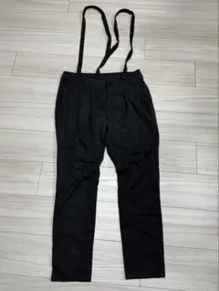 GU グレーチェック　　サスペンダー付きストレートパンツ