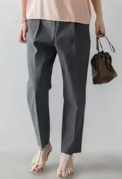 ボンジュールサガン　ダークグレー　カジュアルパンツ グレー ウエストゴム