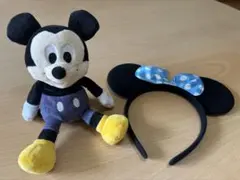 ミッキーマウス ぬいぐるみ、ミニー風カチューシャ