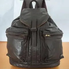 希少！本革モデル PORTER ポーター タンカー レザー リュック 茶