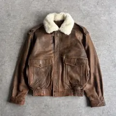 90's VINTAGE 本革 羊革 G-1 A-2 レザージャケット ブラウン