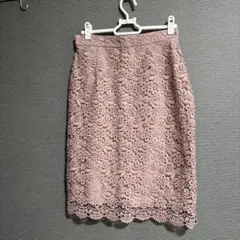 ユニクロ　ピンク 花柄レース タイトスカート