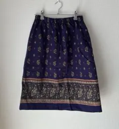 膝丈スカート　綿100% 裏地あり　ウエストゴム仕様