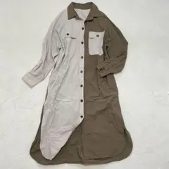 ドゥーザムール◇バイカラー シャツワンピース ロング丈 体型カバー M-L