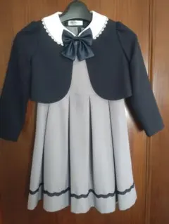 ★卒園式★ワンピ　薄紫　紺ジャケ　フォーマル　120※若干シミあり※19cm靴付