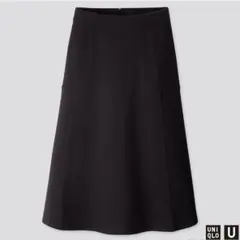 UNIQLO U ジャージーフレアスカート 黒 Lのサムネイル