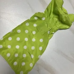 緑色 水玉模様 フード付き犬服