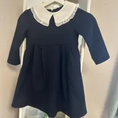 Rope picnic kids ネイビー フリル襟 ワンピース 110