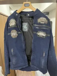 BATES ベイツ ヒッコリー デニム ライダースジャケット メッシュ XL