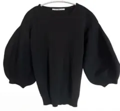 【美品】YEVS パフスリーブ半袖ニット 黒 Mのサムネイル