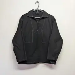 LE GLAZIK フレンチフィッシャーマンスモック 黒染め 白ステッチ