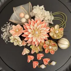 つまみ細工 かすみ草髪飾り成人式 卒業式 結婚式 七五三