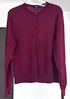UNIQLO メリノクルーネックカーディガン レッドXL