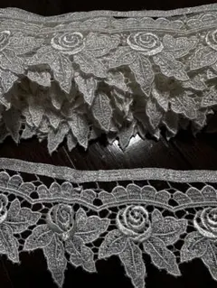 #14 白色 花柄レースリボン約8cm幅 長さ約5.4m