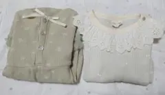 ロンパース　長袖　2点セット　80　テータテート　バースデイ　チェリー　花柄