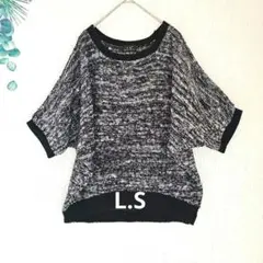 【L.S】ラグランスリーブニット 　M 　ブラック系