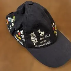 香港ディズニー　ミッキーマウス　刺繍キャップ　ネイビー