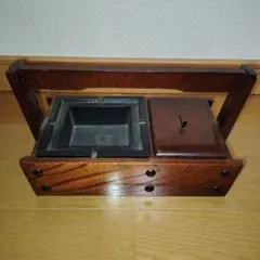 ●古道具●木製鉄製手提げ灰皿 煙草盆