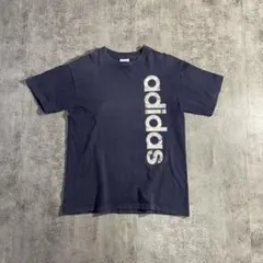 USA製 adidas アディダス ビッグロゴ Tシャツ紺フェード両面プリント