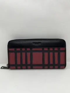 COACH コーチチェック柄 長財布 赤と黒