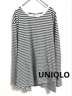 ユニクロ カットソー Tシャツ 長袖 ボーダー 柄 XL 大きいサイズ 綿100