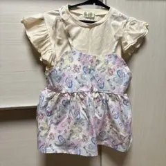 ガーリーセットアップ 140サイズ♡フリル袖Tシャツ＆キャミワンピ風トップスのサムネイル