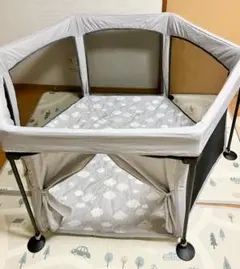洗えてたためる　ポータブル　ベビーサークル　【日本育児】　雲柄　グレー