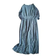 【美品】LASE LADIES　ロングワンピース　結婚式　　グリーン　レース