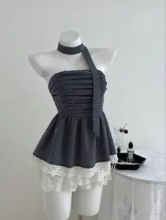 チェックワンピース　トップス