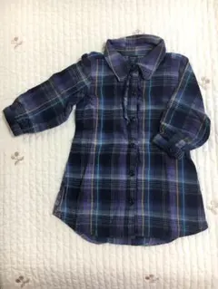 チェックシャツワンピース　80