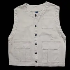 【オンセブンデイズ】ミリタリーベスト　ベージュ　サイズフリー