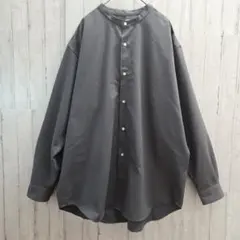 holk 日本製 長袖シャツ ノーカラー サイズ3 チャコールグレー ゆったり