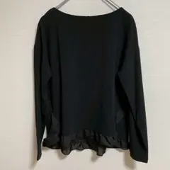 LOURMARIN ルールマラン　長袖ブラウス　フリル　無地　シンプル　黒のサムネイル