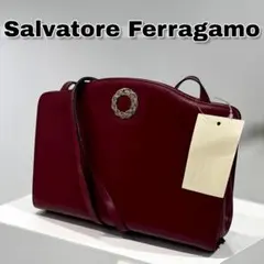 フェラガモ 極美品 レザー ショルダー バッグ ワインレッド ヴィンテージ